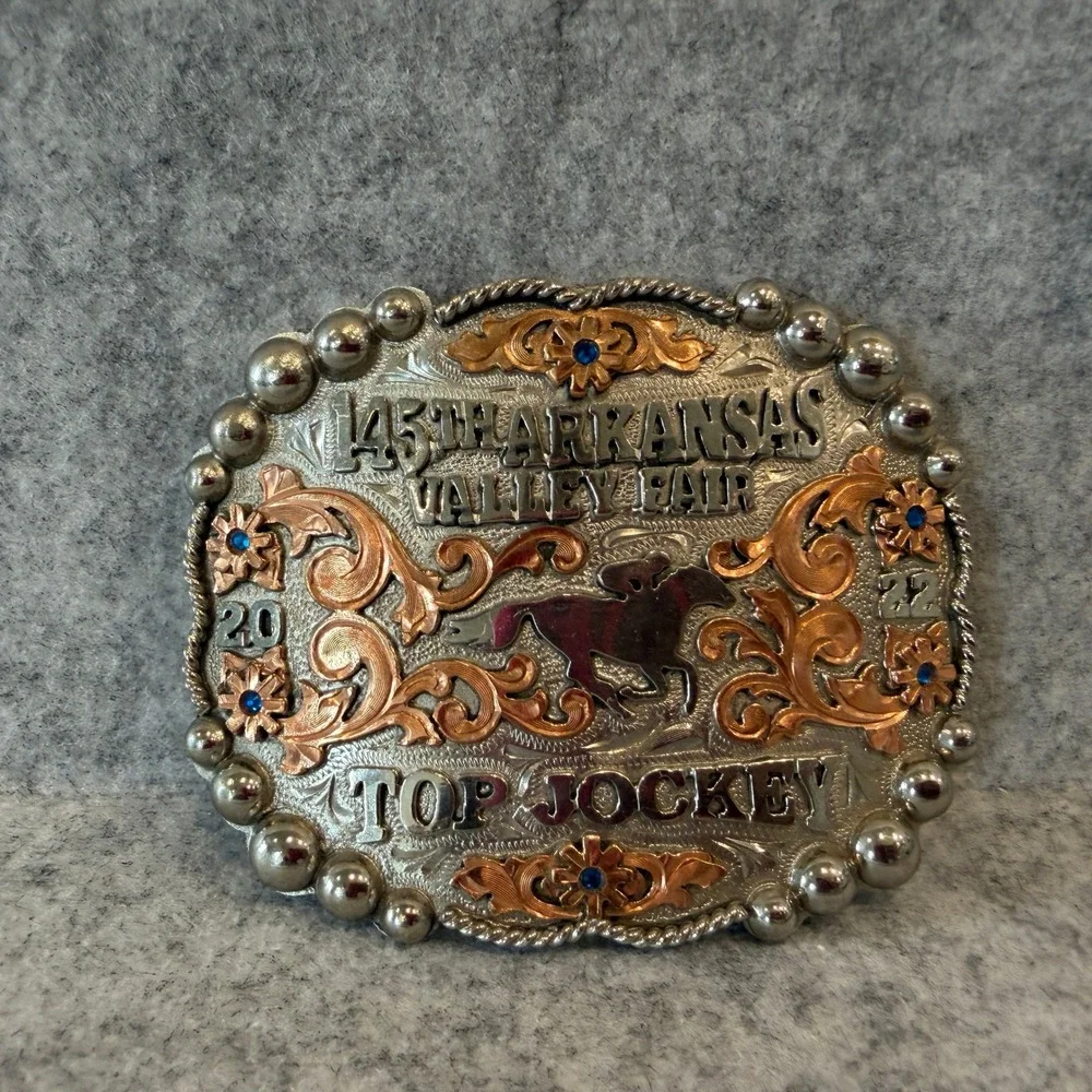 145th Arkansas Valley Fair Top Jockey 2022 Belt Buckle - Western Cowboy